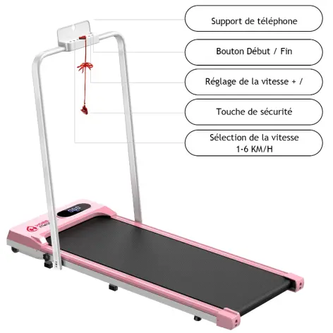 Tapis roulant électrique pour marche et course à pied avec option main courante - vue 12