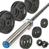 Pack ATX - Barre de musculation olympique 220 cm chromée avec colliers de serrage et 107.5 kg de poids