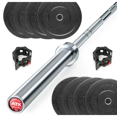 Set économique de 100 kg de poids Bumpers Plates et Barre de musculation