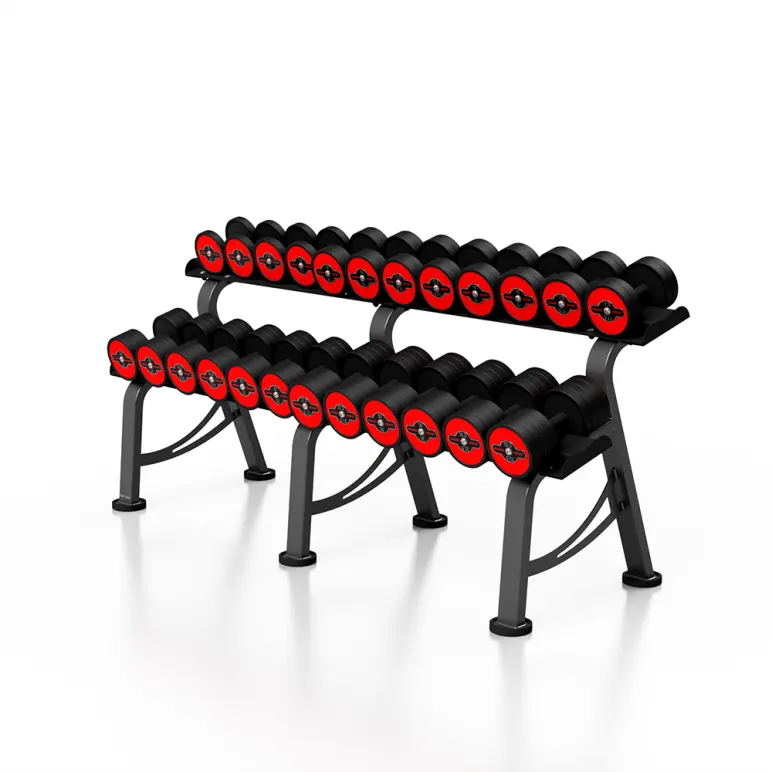 Rack professionnel complet avec haltères 5 à 32,5 kg