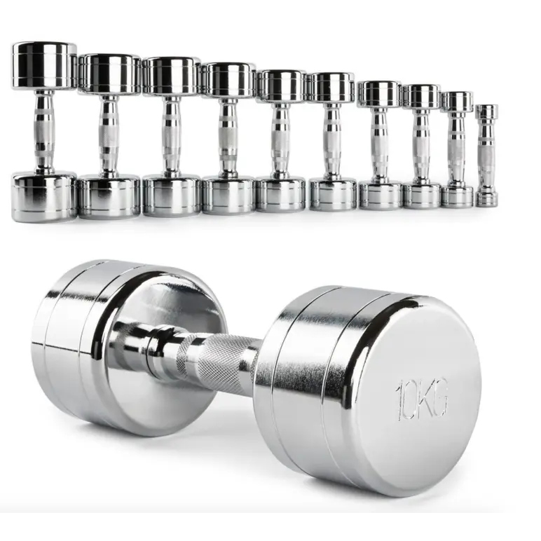 Haltères en acier chromé