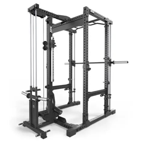 Power rack cage ATX avec poulie à charge libre puis barre guidée - vue 6