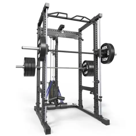 Power rack squat ATX fitness avec poulie à charge guidée et système de barre guidée - vue 2