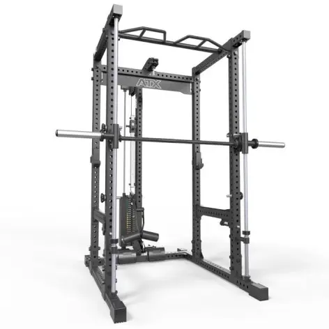 Power rack squat ATX fitness avec poulie à charge guidée et système de barre guidée