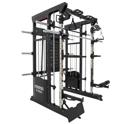 Rack polyvalent Force USA F100 V2 avec 200 kilos de plaques de poids et accessoires de training - vue 4