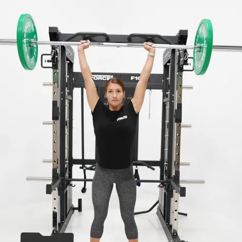 Rack polyvalent Force USA F100 V2 avec 200 kilos de plaques de poids et accessoires de training - vue 28