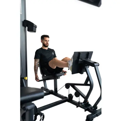Multistation semi-pro avec presse réglable pour training des jambes et fonction chaise romaine - Colonne de poids 80 kg - vue 11