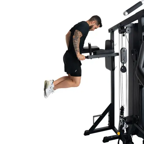 Multistation semi-pro avec presse réglable pour training des jambes et fonction chaise romaine - Colonne de poids 80 kg - vue 14