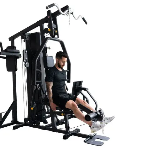 Multistation semi-pro avec presse réglable pour training des jambes et fonction chaise romaine - Colonne de poids 80 kg - vue 16