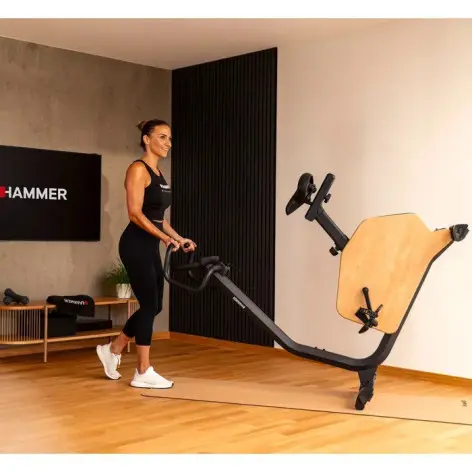 Vélo d'appartement Hammer en bois noble avec 16 niveaux de résistance et roue d'inertie de 8 kg - vue 17