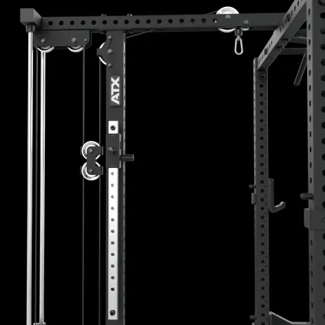 Rack ATX compact avec poulie à charge guidée et rangement intégré