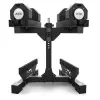 Rack ouvert et stable avec haltères et accessoires
