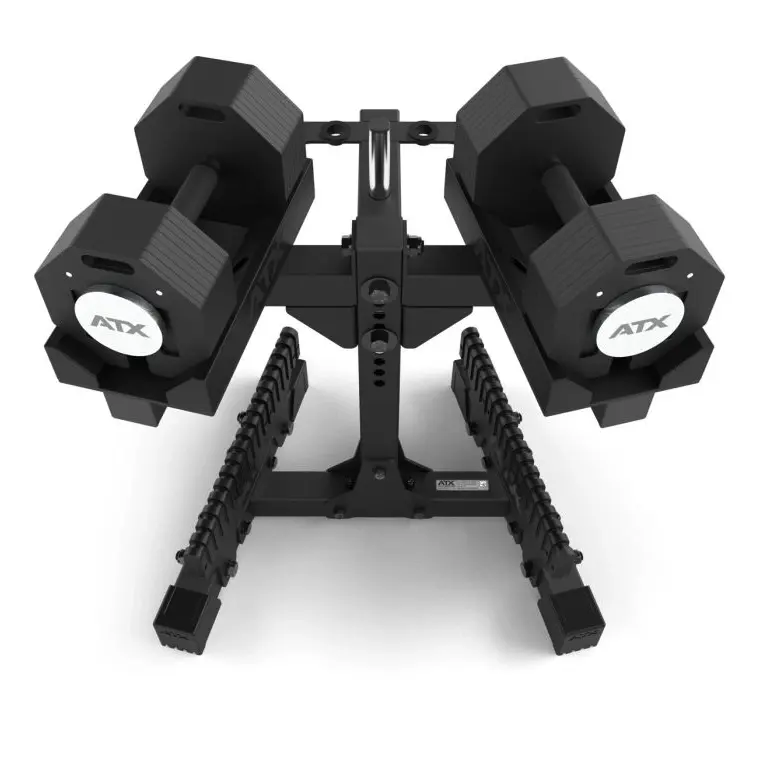 Paire d’haltères modulaires ATX 2×36 kg avec support