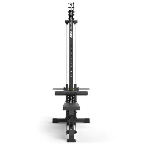 Plate loaded lat pull down station dual rowing