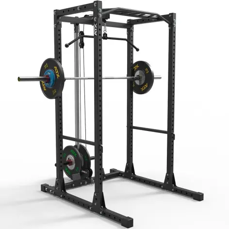 Power rack de crossfit pour entraînement à la barre libre et à la poulie