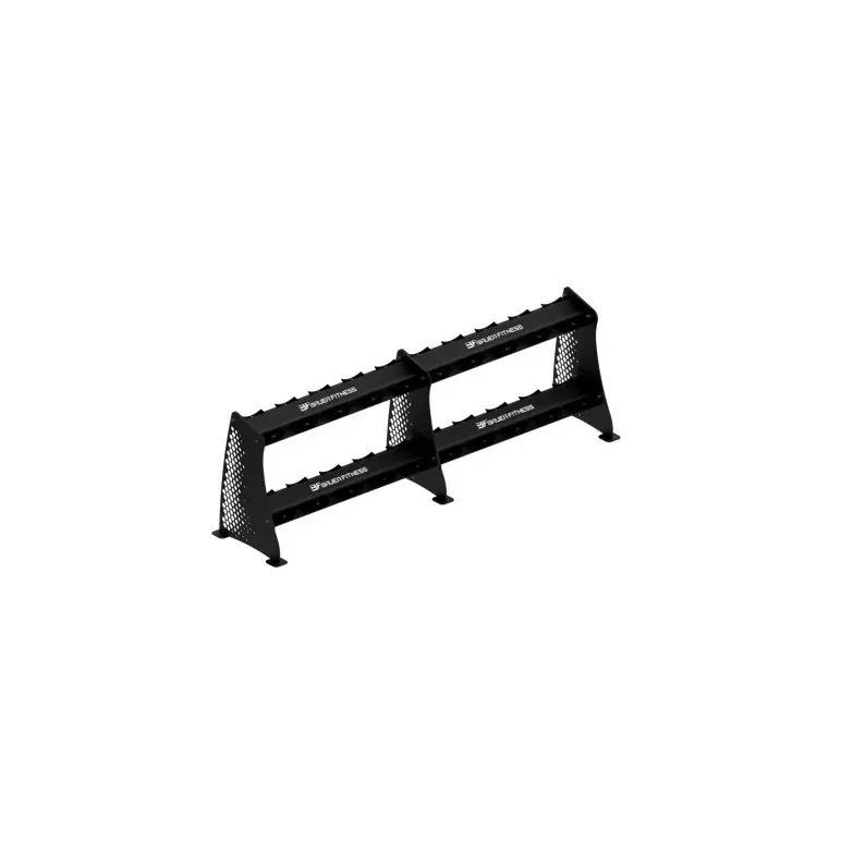 Rack d'haltères avec 10 emplacements caoutchoutés sur chaque niveau