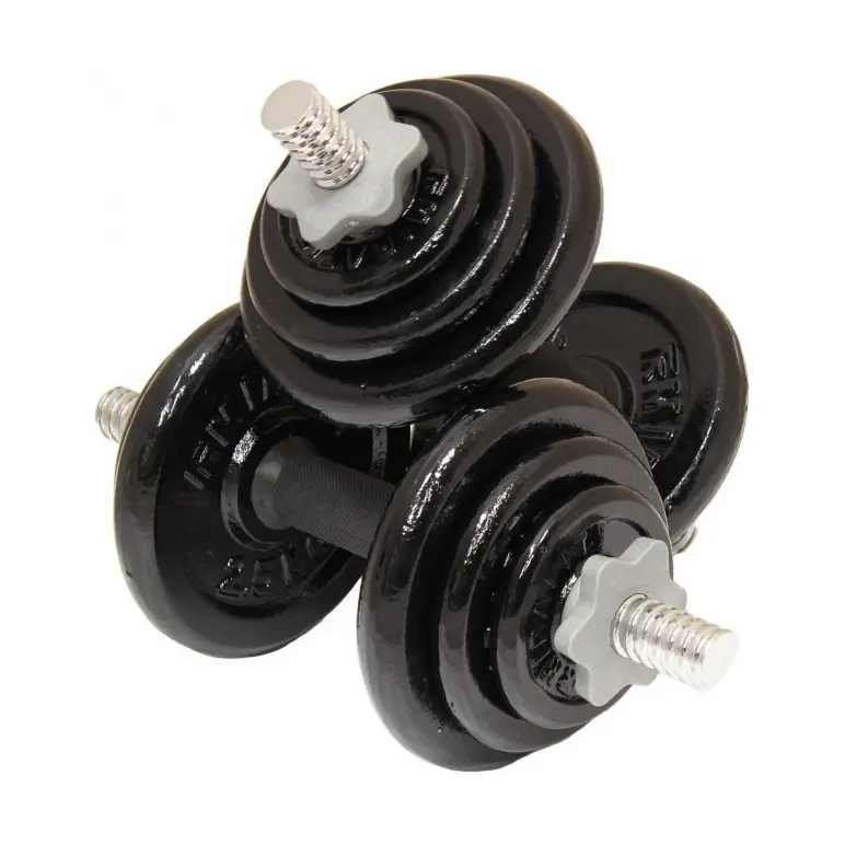 Kit spécial Home-gym barre de curl EZ paire d'haltères courtes et 35 kg disques de poids - vue 1