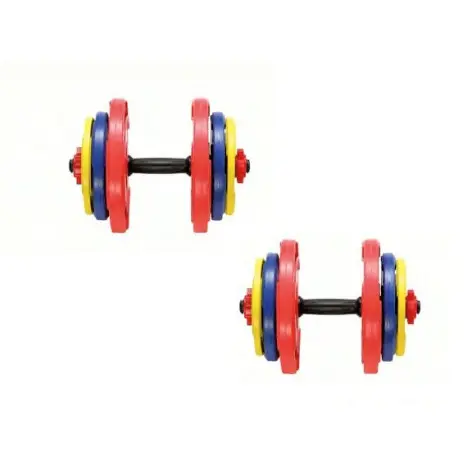 Kit standard 20 kg paire d'haltères courtes et poids caoutchouc à poignées - vue 2