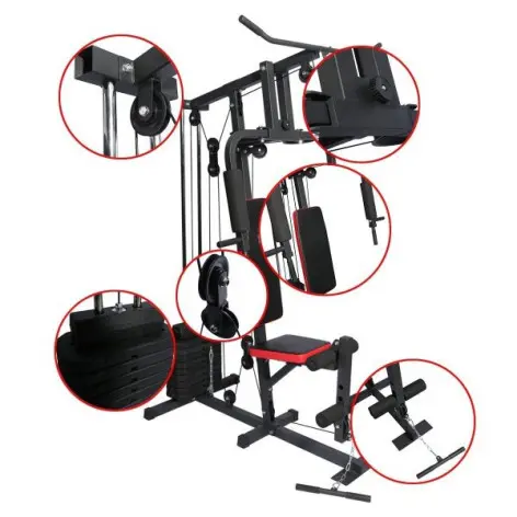 Station de musculation complète poulie haute et poulie basse avec banc de musculation - vue 2