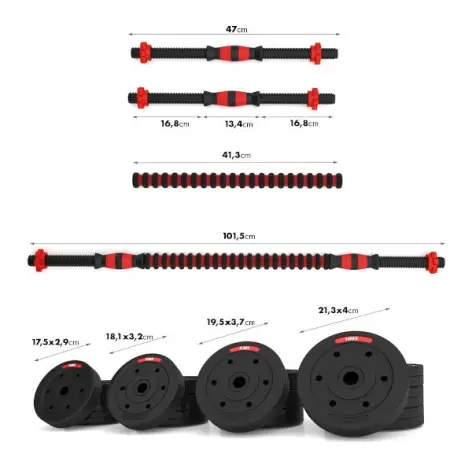 Set de musculation homegym 30 kg barres courtes + barre de connexion - vue 7