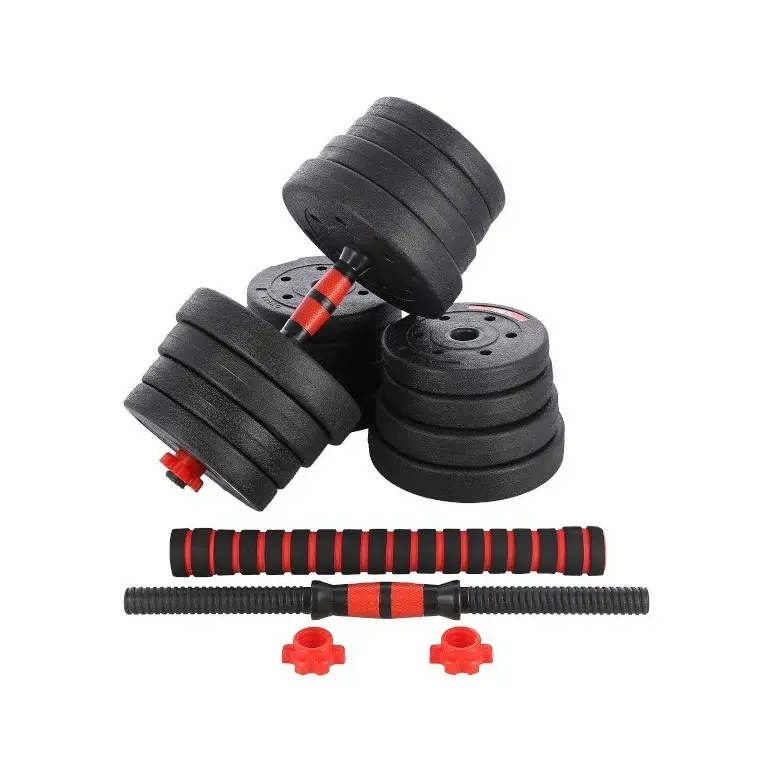 Set de musculation homegym 30 kg barres courtes + barre de connexion